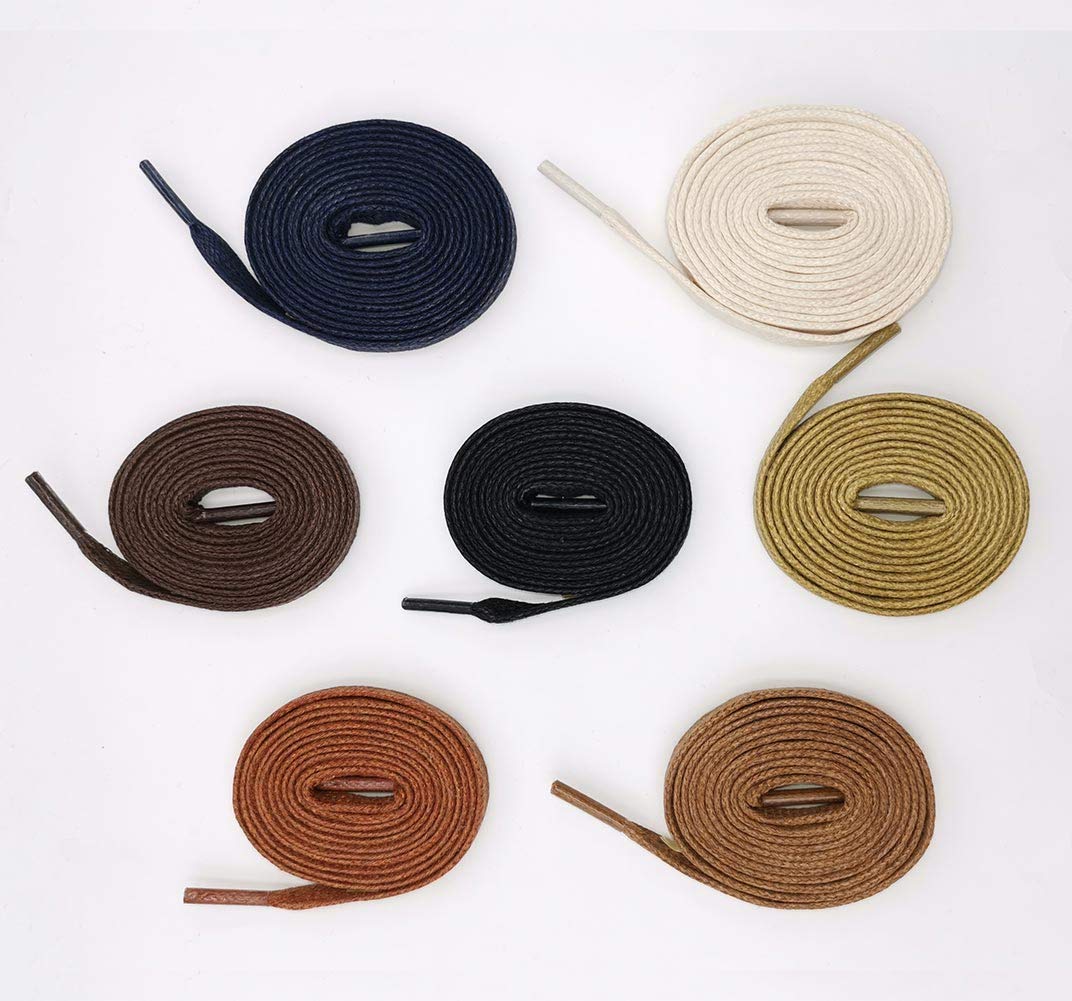 VSUDO 2 Pairs Waxed Flat Cotton Shoelaces - 1/4