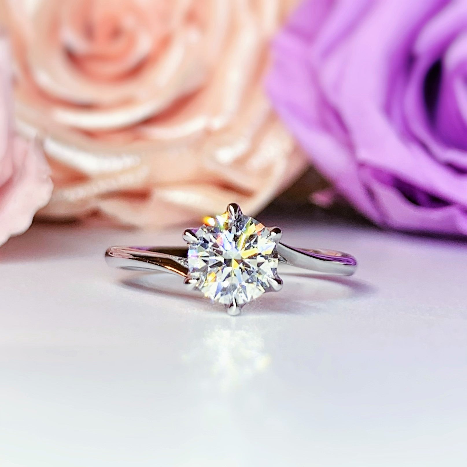 1.0 Carat Round Lab Diamond Solitaire Engagement Ring Setting - LGR045 | Twist Design for Elegant Bridal Jewelry | Perfect for Proposals, Weddings & Anniversaries