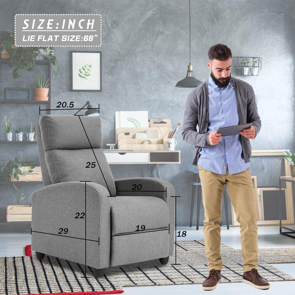 Premium Recliner Chair with Massage & Wingback Design - Modern Lounge Chair for Living Room, Home Theater & Reading - Grey Single Sofa with Adjustable Backrest - Perfect for Relaxation, Movie Nights & Cozy Evenings