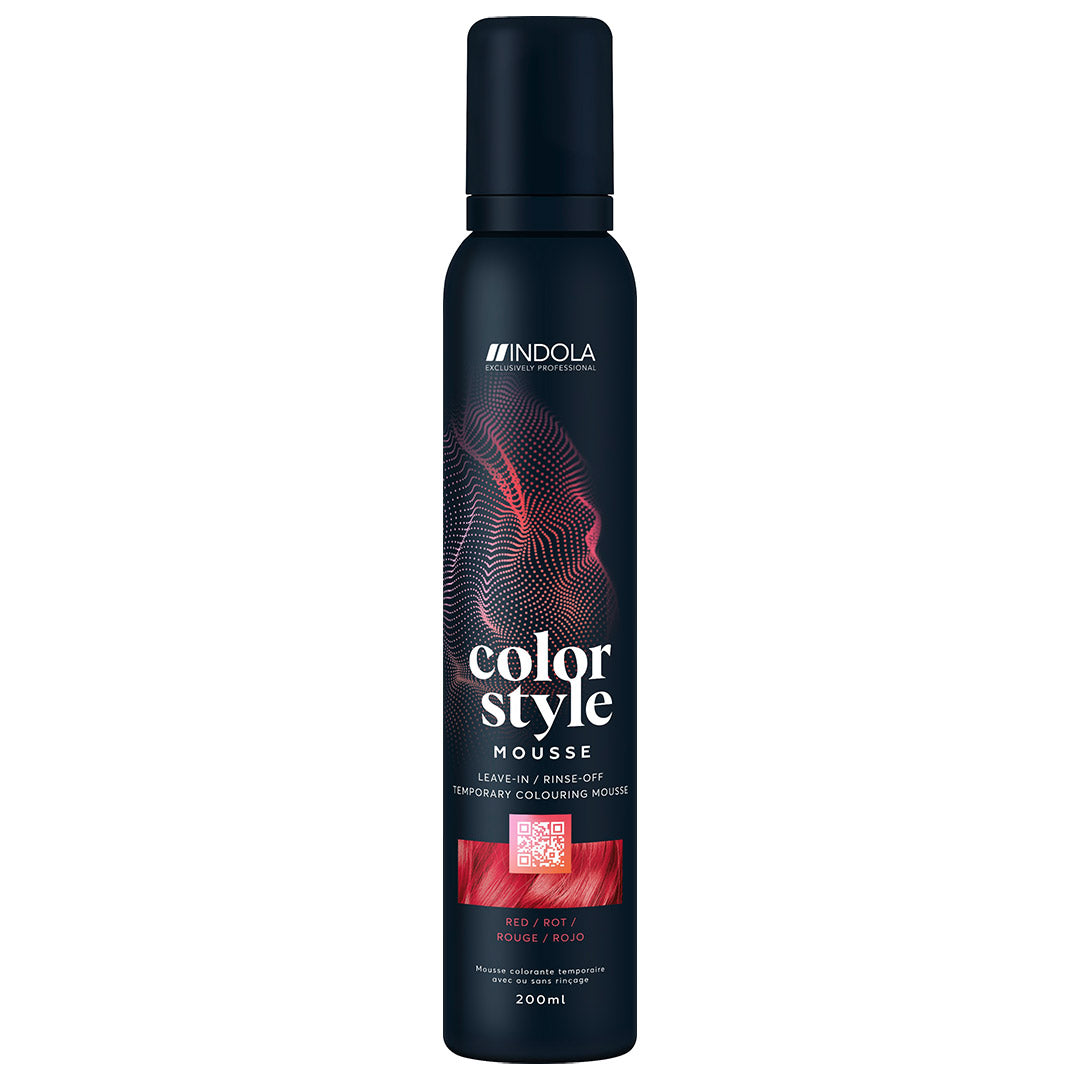 Indola Colour Style Mousse Red 200ml - Vibrant Hair Styling Foam for Long-Lasting Color & Volume - Perfect for Brunettes & Redheads at Home or Salon