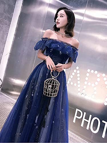 Sparkling A-Line Elegant Prom Formal Evening Dress - Off Shoulder Short Sleeve Floor Length Gown for Homecoming, Wedding, Ball & Special Occasions