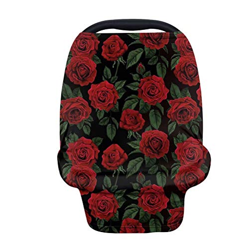GOSTONG Red Rose Nursing Cover for Breastfeeding - Baby Car Seat Cover, Stroller Canopy for Newborns (Girls & Boys) - Soft Full Coverage Nursing Scarf for Moms | Perfect for Shopping, Travel & Outdoor Nursing