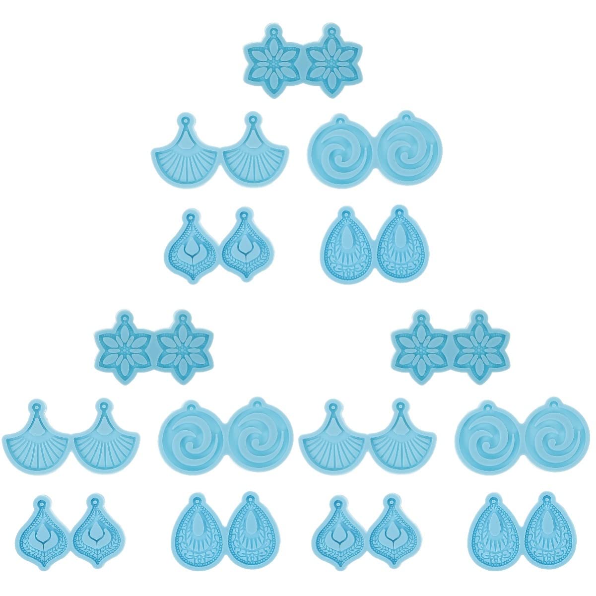 COHEALI 15 Pcs Silicone Jewelry Molds Kit - Resin Pendant & Stud Earring Casting Molds for DIY Handmade Jewelry Making - Perfect for Crafters, Artists, and Gift Making