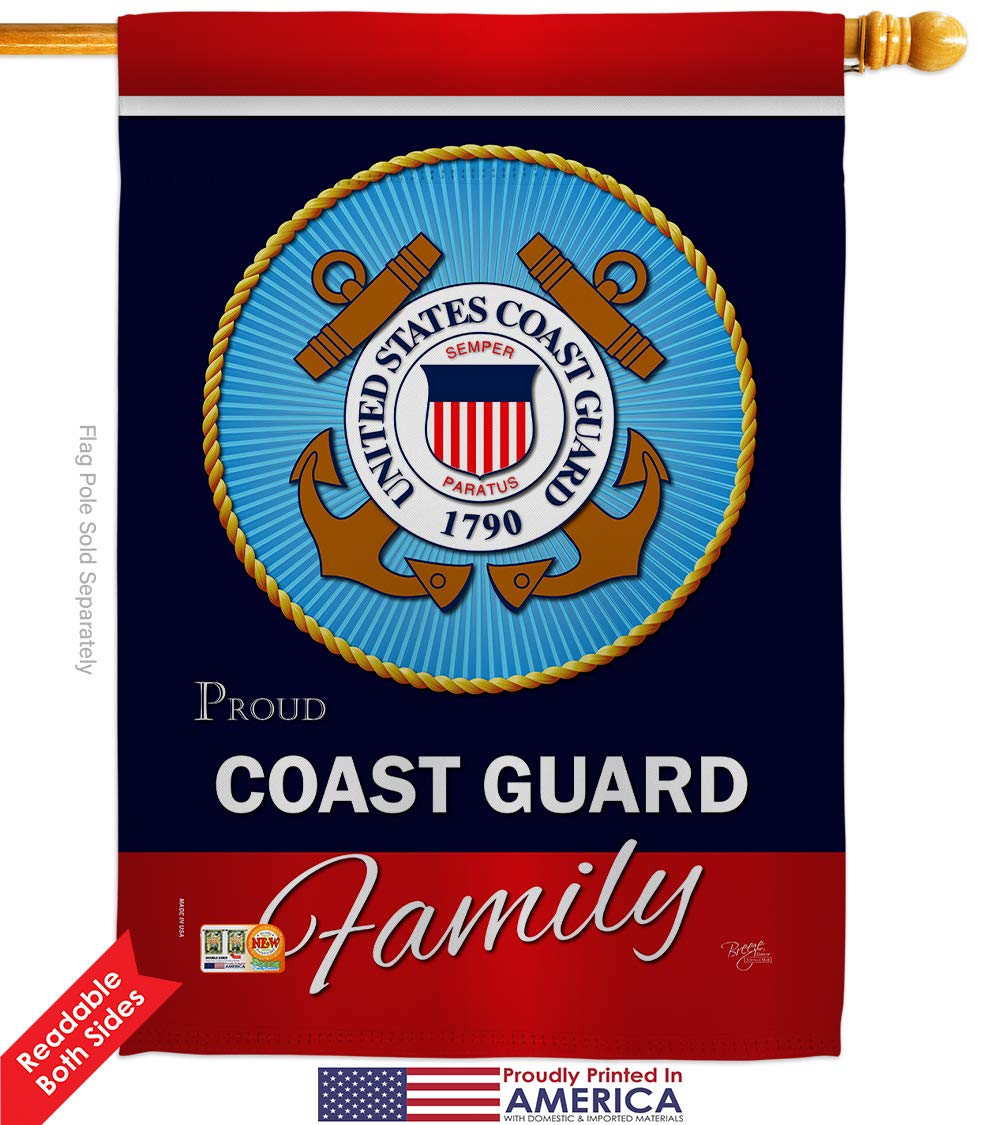 USCG Semper Paratus Double-Sided Garden Flag Kit - 28x40 Inch Military House Banner for Coast Guard Veterans, Armed Forces Families & Patriotic Yard Decor - Made in USA for Front Porch, Lawn & Outdoor Display
