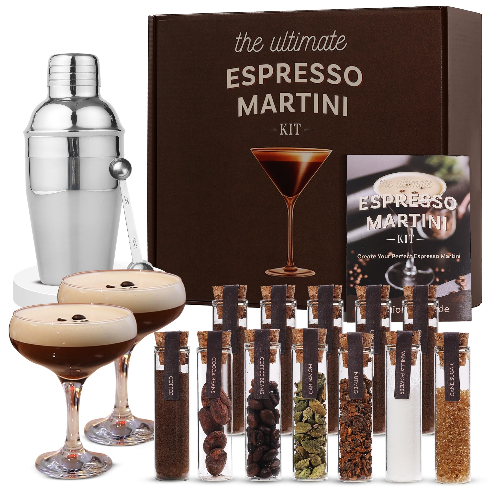 Espresso Martini Kit Gift Set - Complete Cocktail Maker Kit with Premium Espresso Mix, Shaker, Glasses & Party Accessories | Perfect for Birthdays, Weddings & Girls Night Out | Elegant Gifts for Women & Home Bartenders