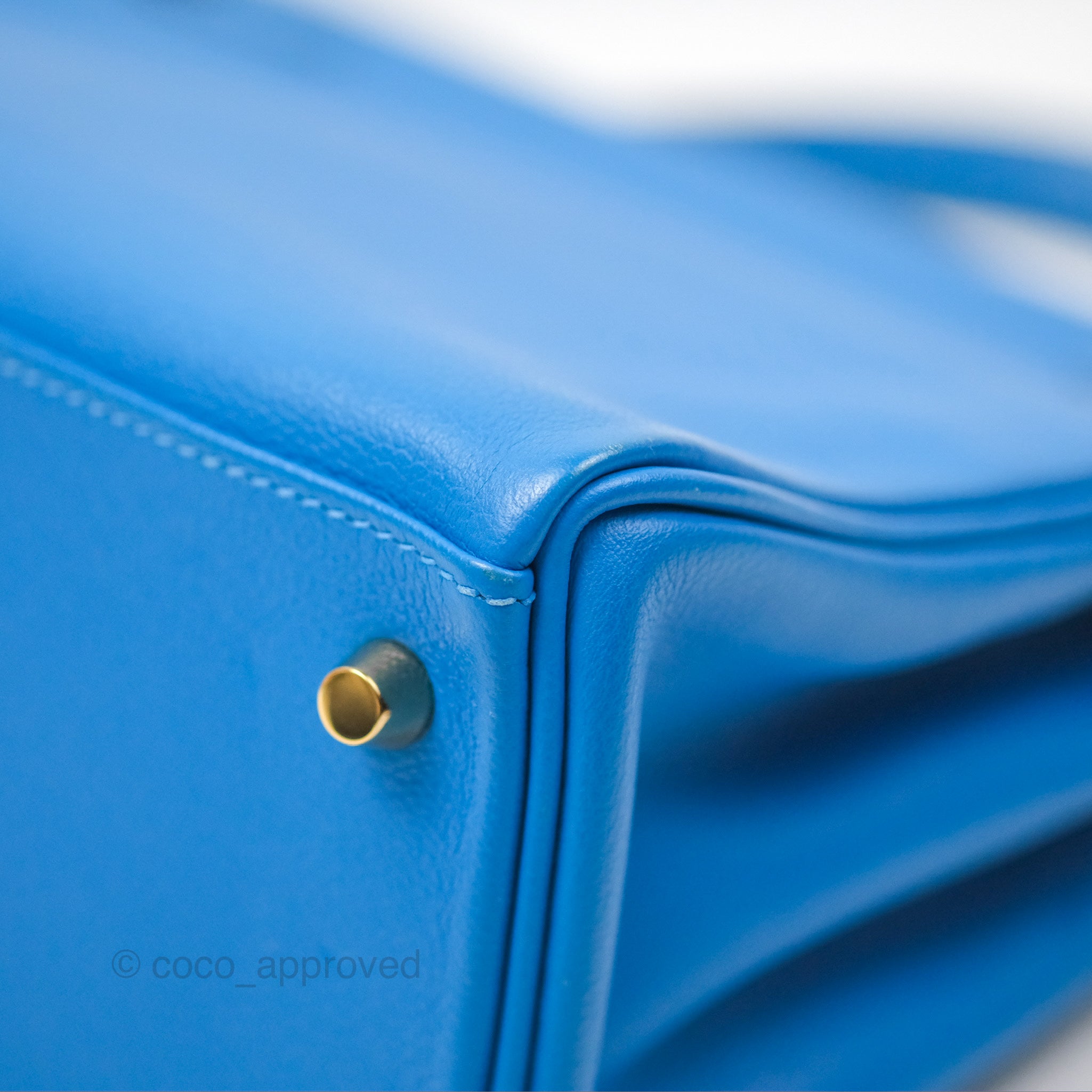 Authentic Hermès Retourne Kelly 28 Handbag in Blue Evercolor Leather with Gold Hardware - Luxury Designer Bag for Women, Perfect for Work, Travel & Special Occasions
