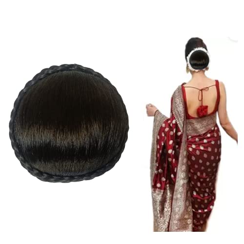 Flysales® Artificial Juda Hair Bun - Medium Size (11cm x 11cm x 5cm) Black Hair Extension & Wig Accessory for Women & Girls - Perfect for Cosplay, Weddings, and Daily Styling