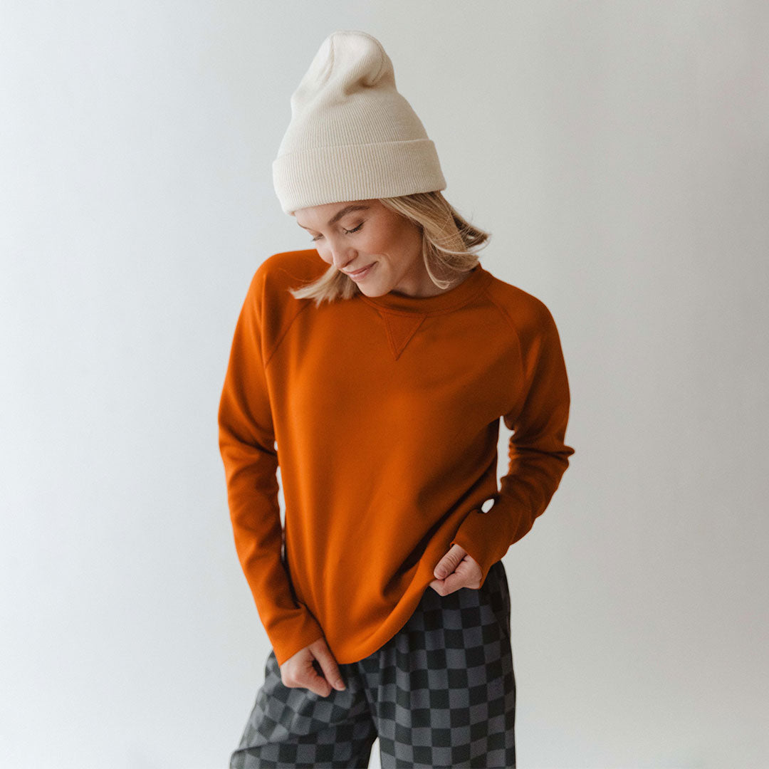 Stylish Burnt Orange Neo Sweatshirt for Women & Men | Soft Cotton Pullover Hoodie | Perfect for Casual Wear, Street Style & Loungewear