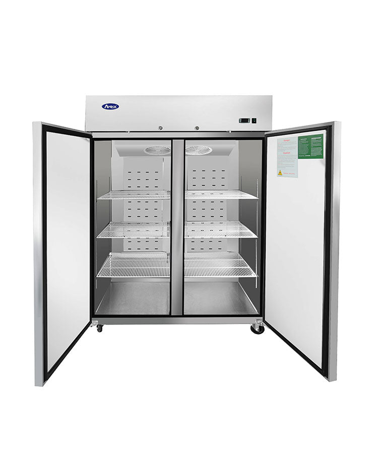Atosa 52 Inch Commercial Reach-In Refrigerator - 2 Solid Doors, Top Mount Compressor - Ideal for Restaurants, Cafes & Catering Businesses
