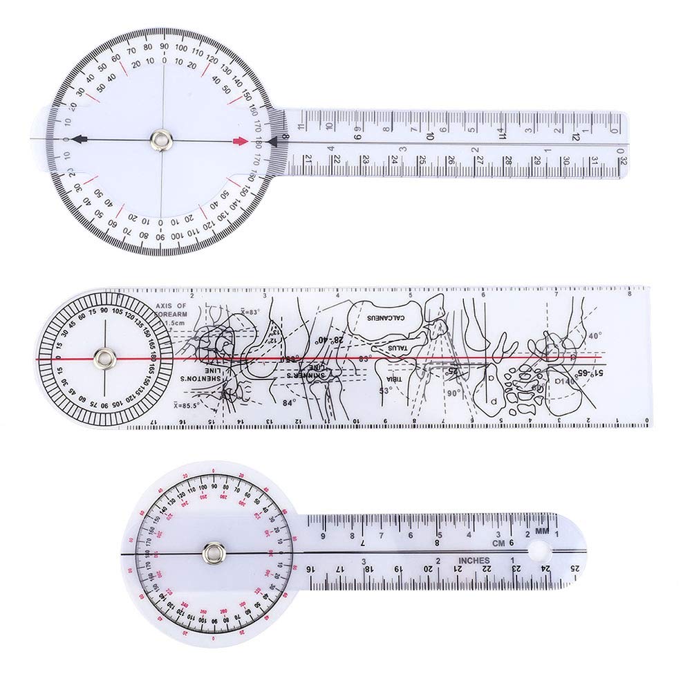 3Pcs Medical Angle Ruler Set - 360 Degree Goniometer for Physical Therapy (6/8/10 Inch) - Plastic Protractor Ruler for Joint Measurement & Rehabilitation - Perfect for Doctors, Nurses & Home Use