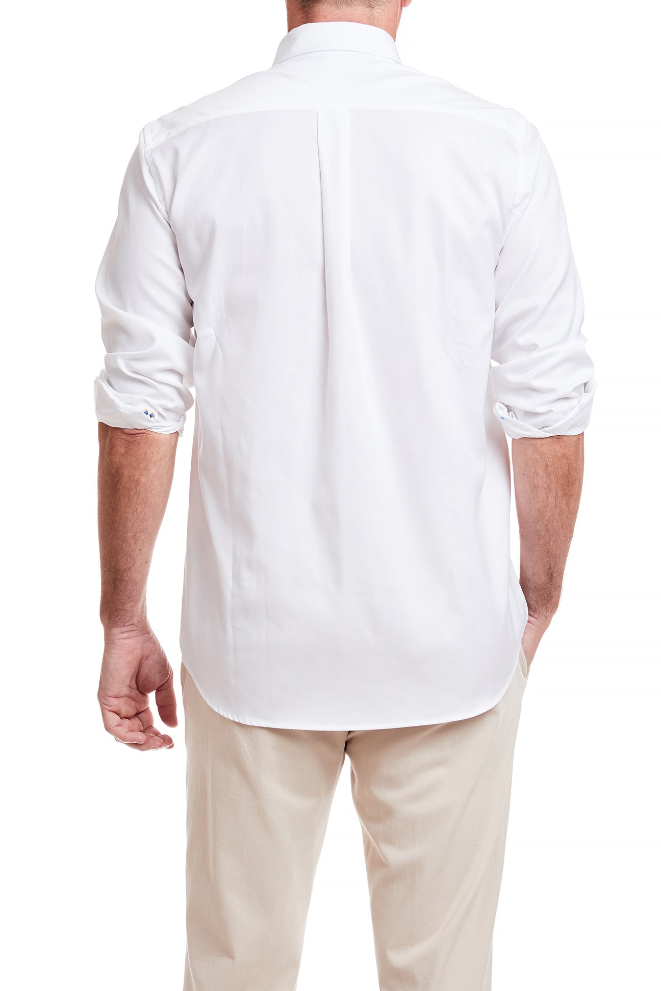 Men's White Oxford Shirt with Single Martini Candy Cane Print - Classic Casual Button Down Shirt for Office, Party & Holiday Events