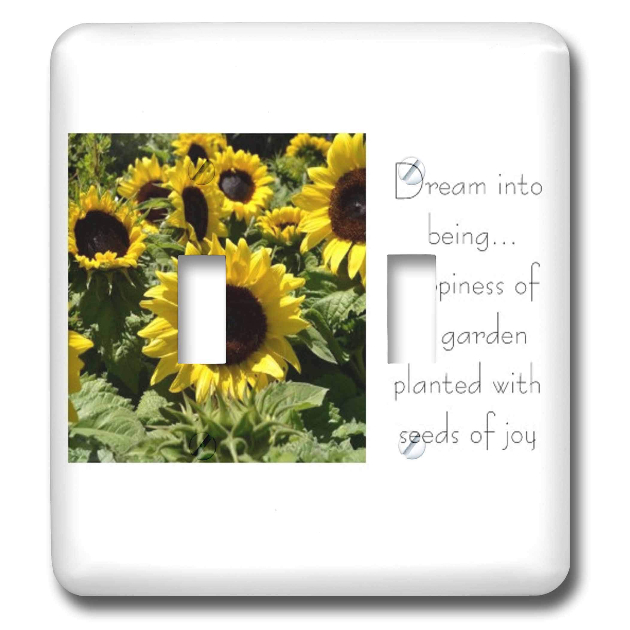 3D Rose Sunflower Seeds of Joy II Double Toggle Switch - Decorative Wall Switch Plate Cover for Kitchen, Bedroom, Office - Perfect Home Decor Gift Idea
