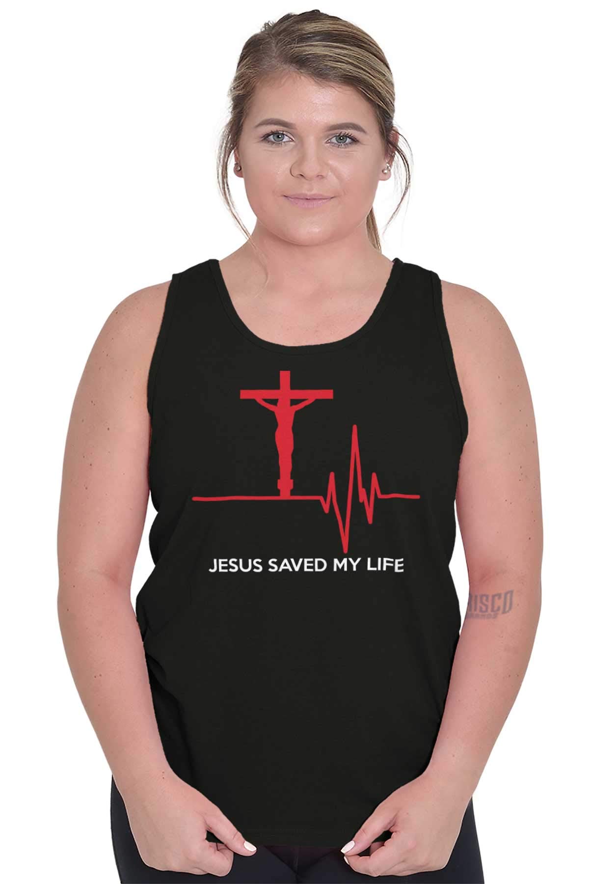 Christian Strong Jesus Saved My Life Crucifix Tank Top for Men & Women - Faith Inspired Casual Wear for Church, Bible Study & Everyday Outfits