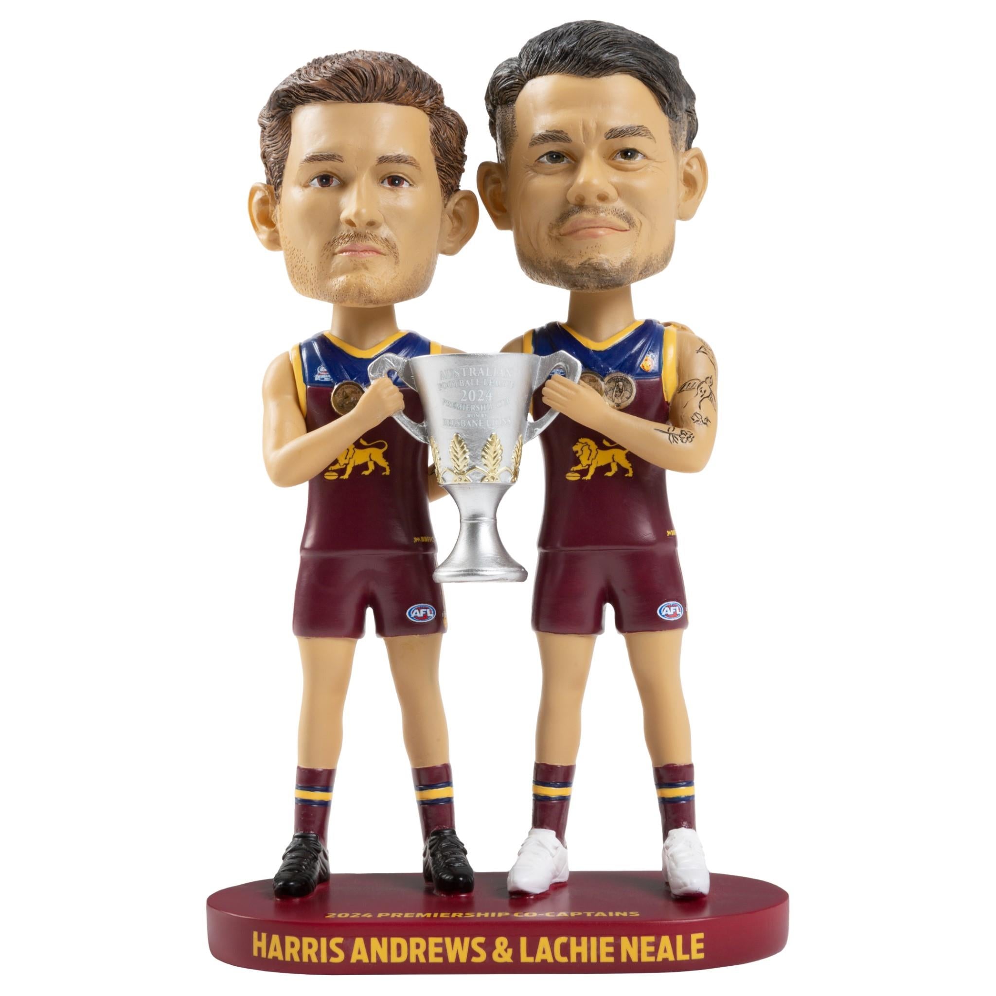Brisbane Lions 2024 Premiership Captains Double Bobblehead - AFL Collectible Figurine for Fans & Sports Memorabilia Collectors - Perfect for Game Day Decor, Man Cave, or Office Display