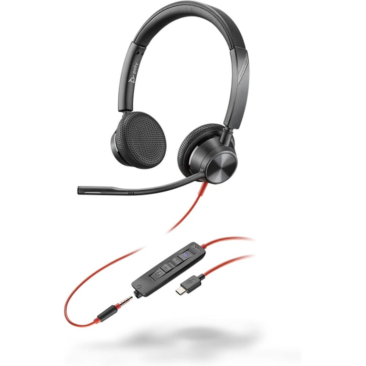 Poly Blackwire C3325-M Stereo USB-C & 3.5mm Headset with Noise-Canceling Mic - Compatible with Teams, Zoom, and Calls for Home Office & Remote Work