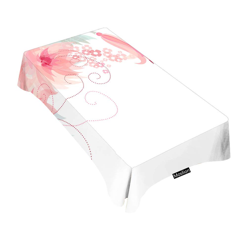 Moslion 60x84 Inch Red Floral Rectangular Tablecloth - Elegant Wedding, Spring & Dining Table Cover for Indoor/Outdoor Use - Perfect for Weddings, Parties, BBQ, Picnic & Coffee Tables (Blush Pale White)