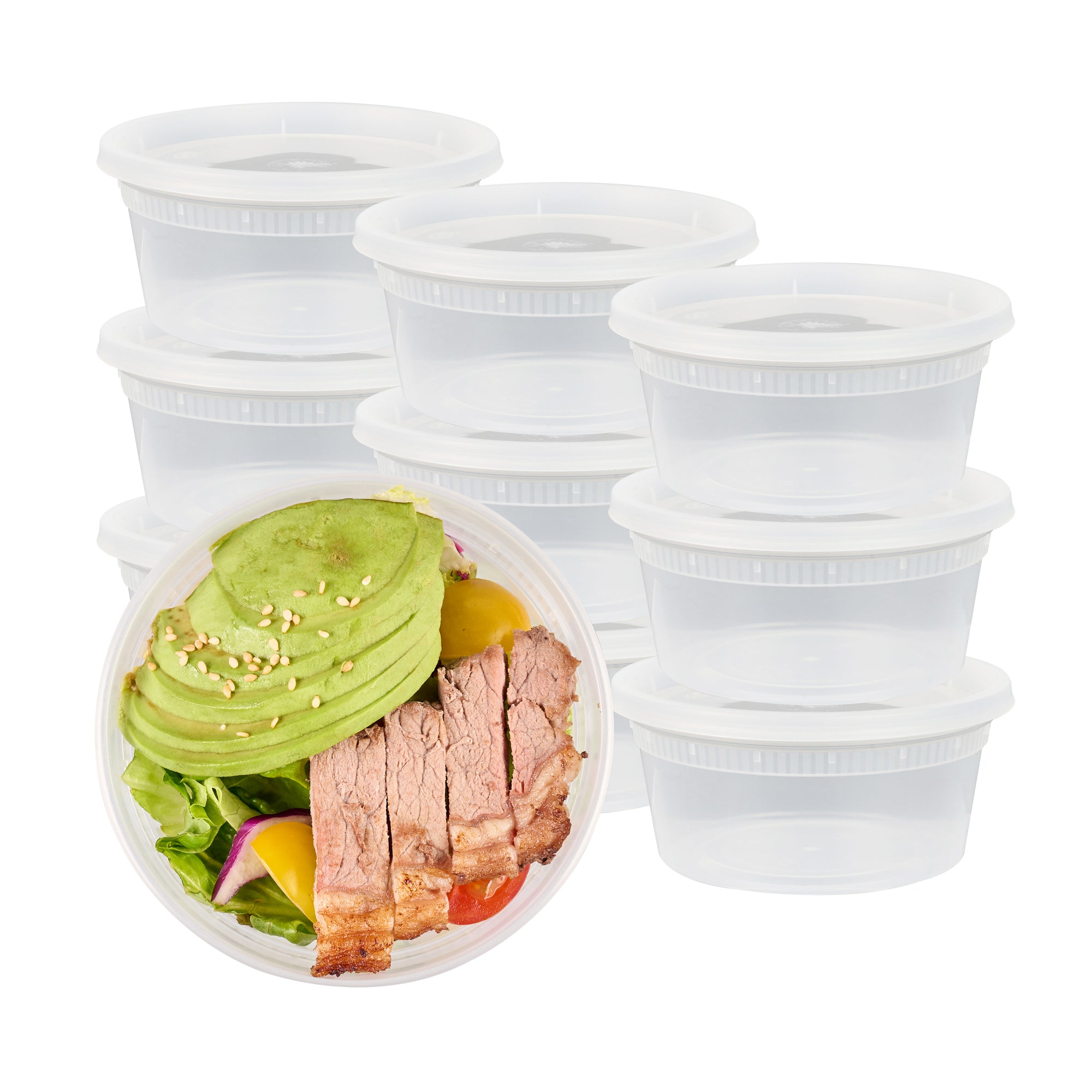 12 oz Clear Plastic Soup Containers with Lids (100-Pack) - Microwave Safe, Leak-Proof Round Food Storage Containers 4.5