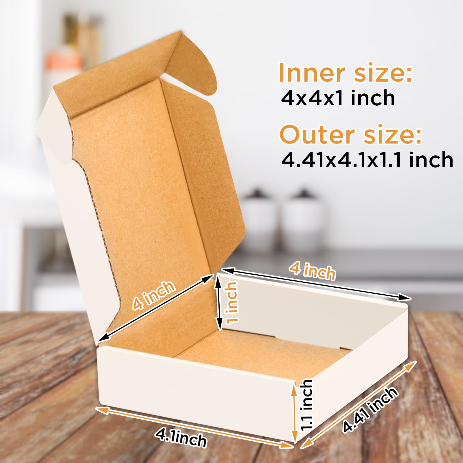 50 Pack 4x4x1 Inch Small Corrugated Cardboard Shipping Boxes - White Mailing Boxes for Ecommerce, Jewelry, Crafts & Small Items Shipping