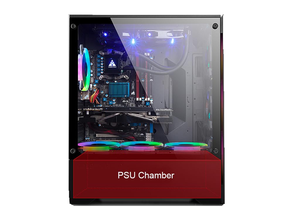 Bgears b-Voguish Gaming PC Case - ATX Mid Tower with Tempered Glass, USB 3.0 Ports, Supports E-ATX/ATX/mATX/ITX Motherboards (Fans Not Included) - Perfect for Gaming Rigs, Workstations & Custom PC Builds