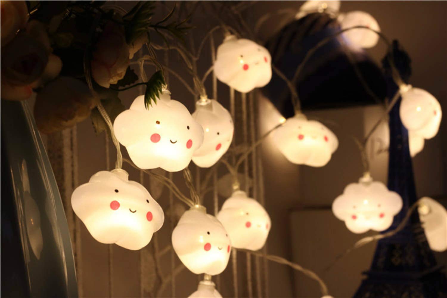 Adorable Baby & Kids Cloud-Shaped Night Light with Face - Battery-Powered Warm White LED Lamp for Nursery, Bedroom, Halloween & Christmas Decor - Perfect for Parties, Classrooms & Corridor Lighting