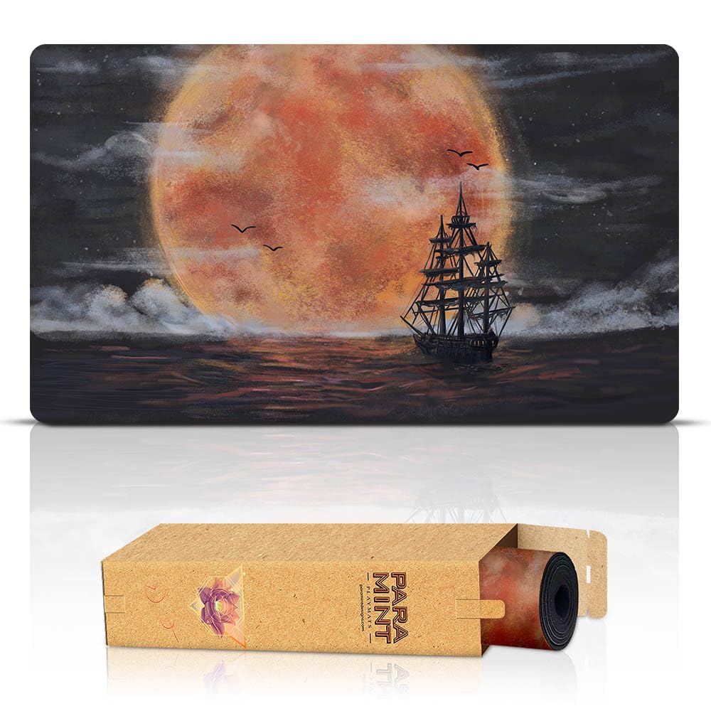 Blood Moon Flying Dutchman Stitched MTG Playmat - Magic The Gathering Game Mat for MTG, YuGiOh & TCG - Premium Original Art Playmat Accessories - Perfect for Tournaments, Game Nights & Collectors