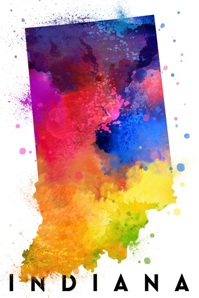 Indiana State Abstract Watercolor Art Print - 9x12 Wall Decor Poster for Home & Office - Digital Download for Living Room, Bedroom, or Gift