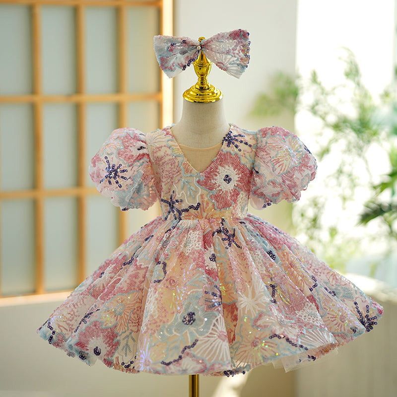 Sparkly Sequined Princess Dress for Baby Girls - Elegant Birthday Party Outfit for Special Occasions & Photo Shoots