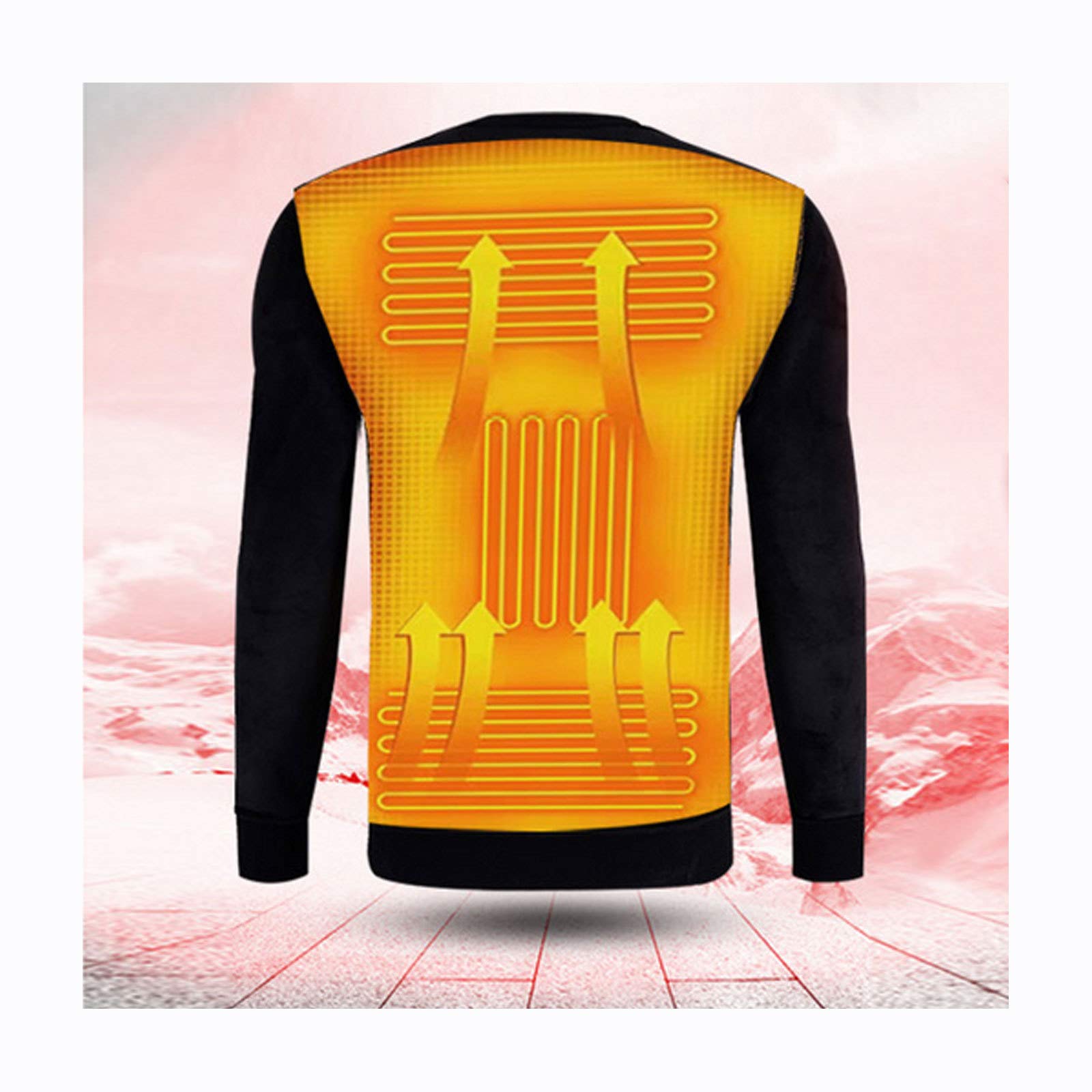 USB Heated Thermal Underwear Set - Battery Powered Fleece Lined Winter Ski Wear, Heated T-Shirts for Men & Women (Black, XX-Large) - Perfect for Skiing, Snowboarding & Outdoor Winter Activities