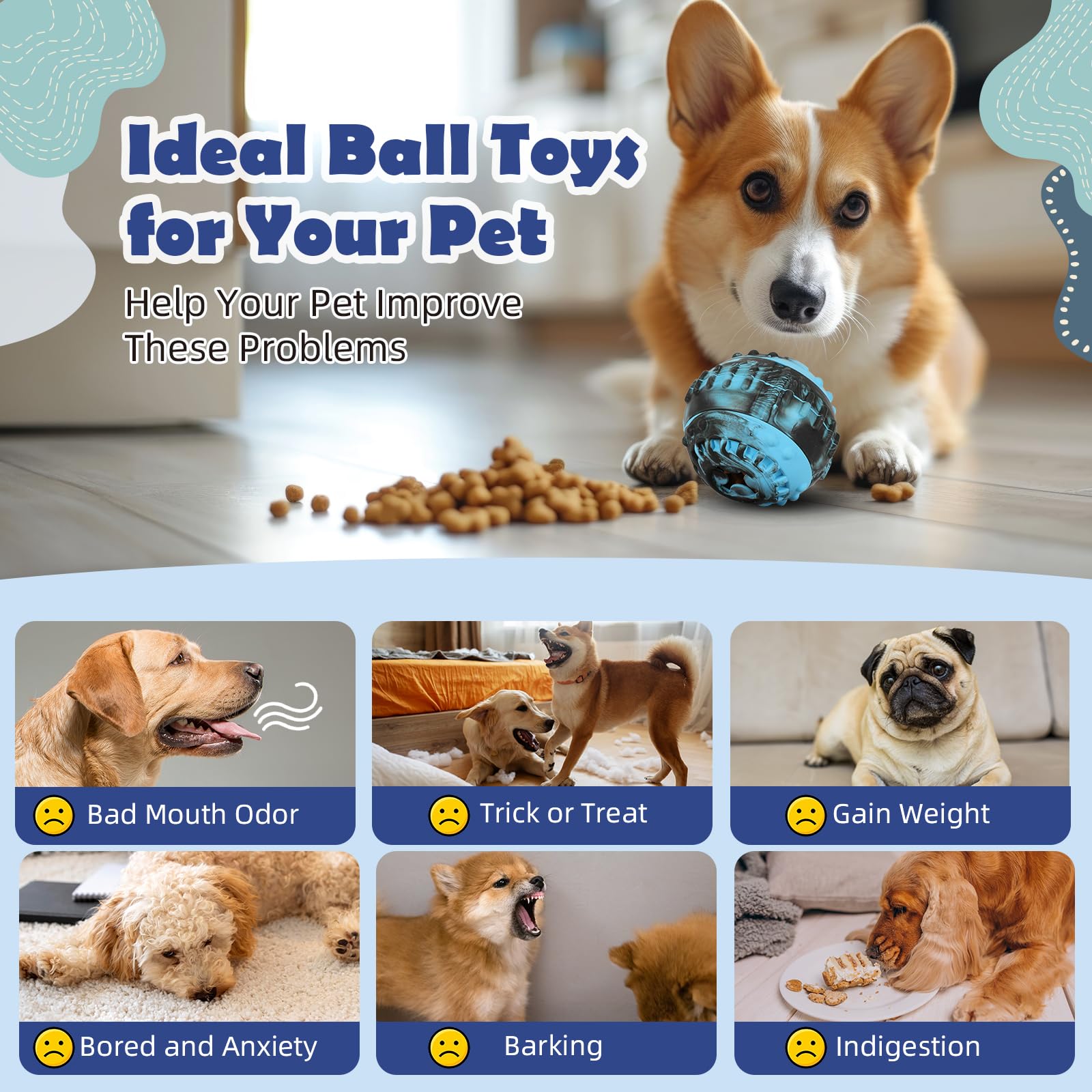 4-in-1 Interactive Dog Toys - Frozen Treat Puzzle Ball, Durable Rubber Chew & Fillable Treat Dispenser for Mental Stimulation | DIY Freezable Chew Toy for Boredom Relief & Dental Health | Perfect for Indoor Play, Training Rewards & Anxiety Relief