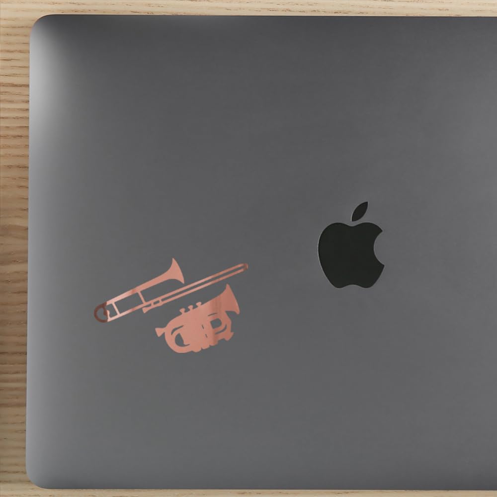 Premium Rose Gold Baritone Trombone Vinyl Decal Stickers (Set of 2) - Waterproof, Durable for Laptop, Phone, Helmet, Car, Mug, Wall Decor | Perfect for Musicians, Band Members & Music Lovers' Accessories