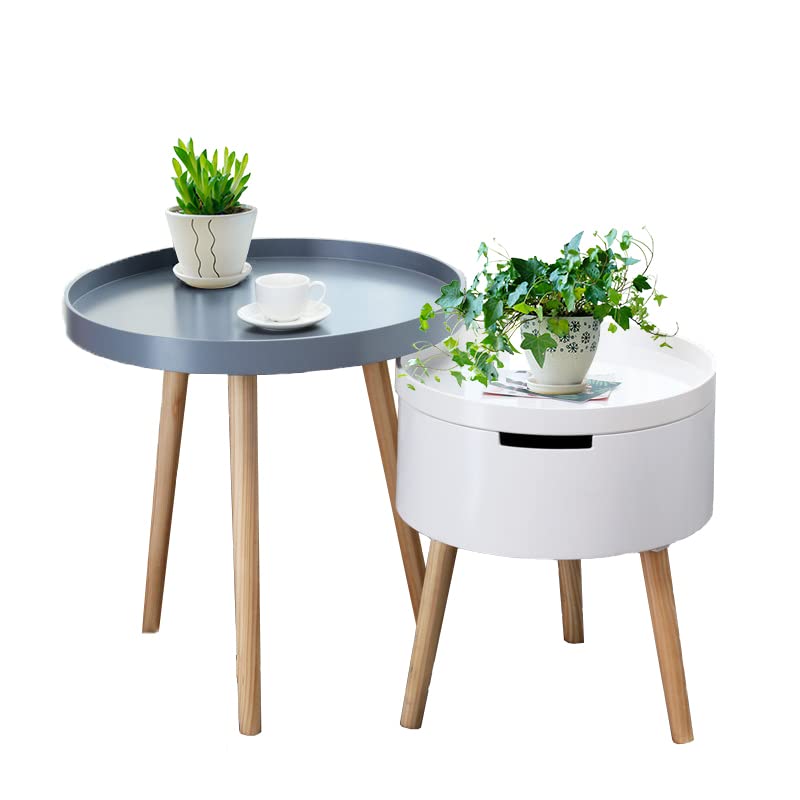 Nordic Round Coffee Table - Minimalist Small Side Table for Living Room, Bedroom, Sofa End Table in Gray & White | Perfect for Tea Time, Reading Nook & Modern Home Decor