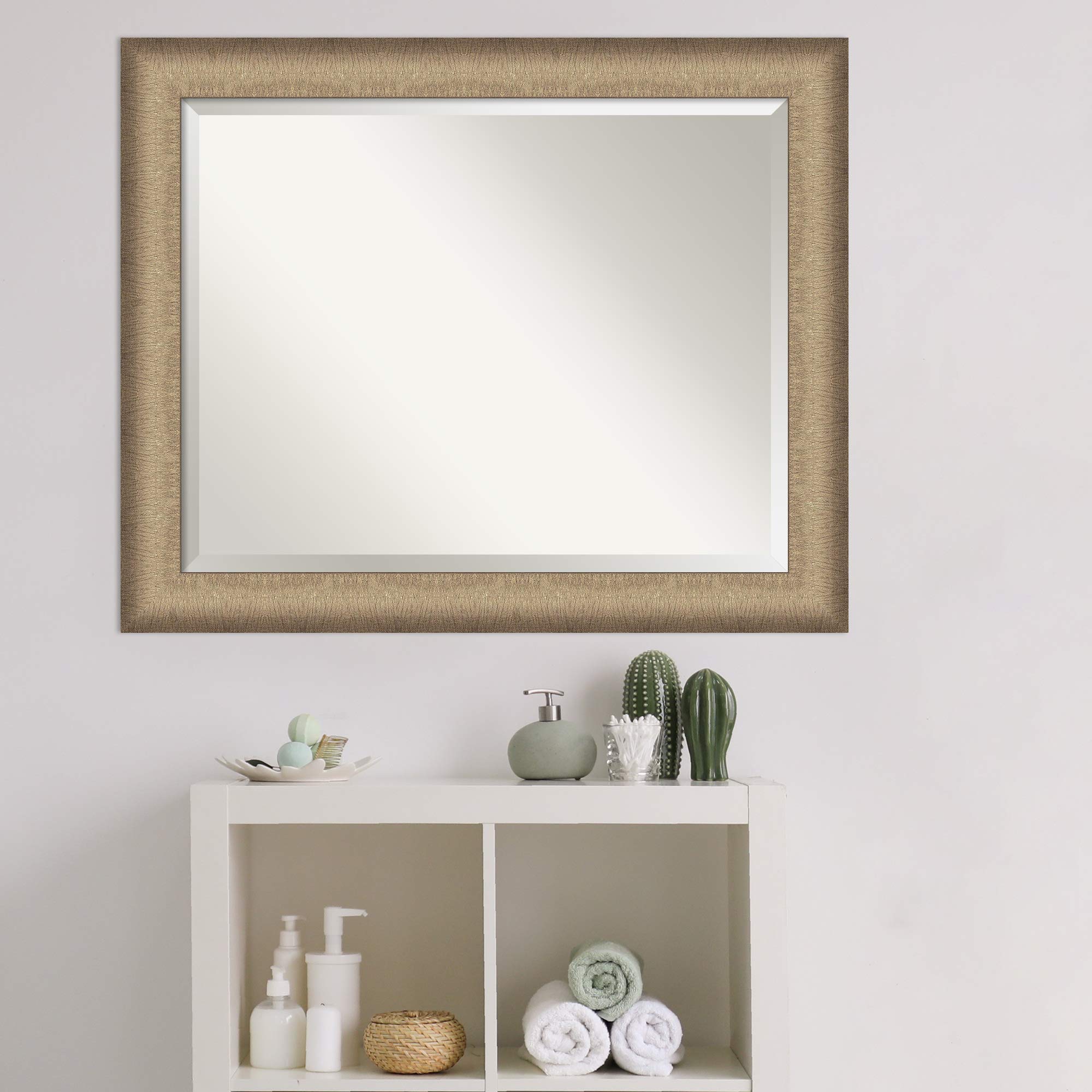 Amanti Art Vanity Brown Framed Bathroom Mirror 28x22 Inch - Elegant Brushed Bronze Finish - Perfect for Bathroom, Bedroom & Dressing Room Decor