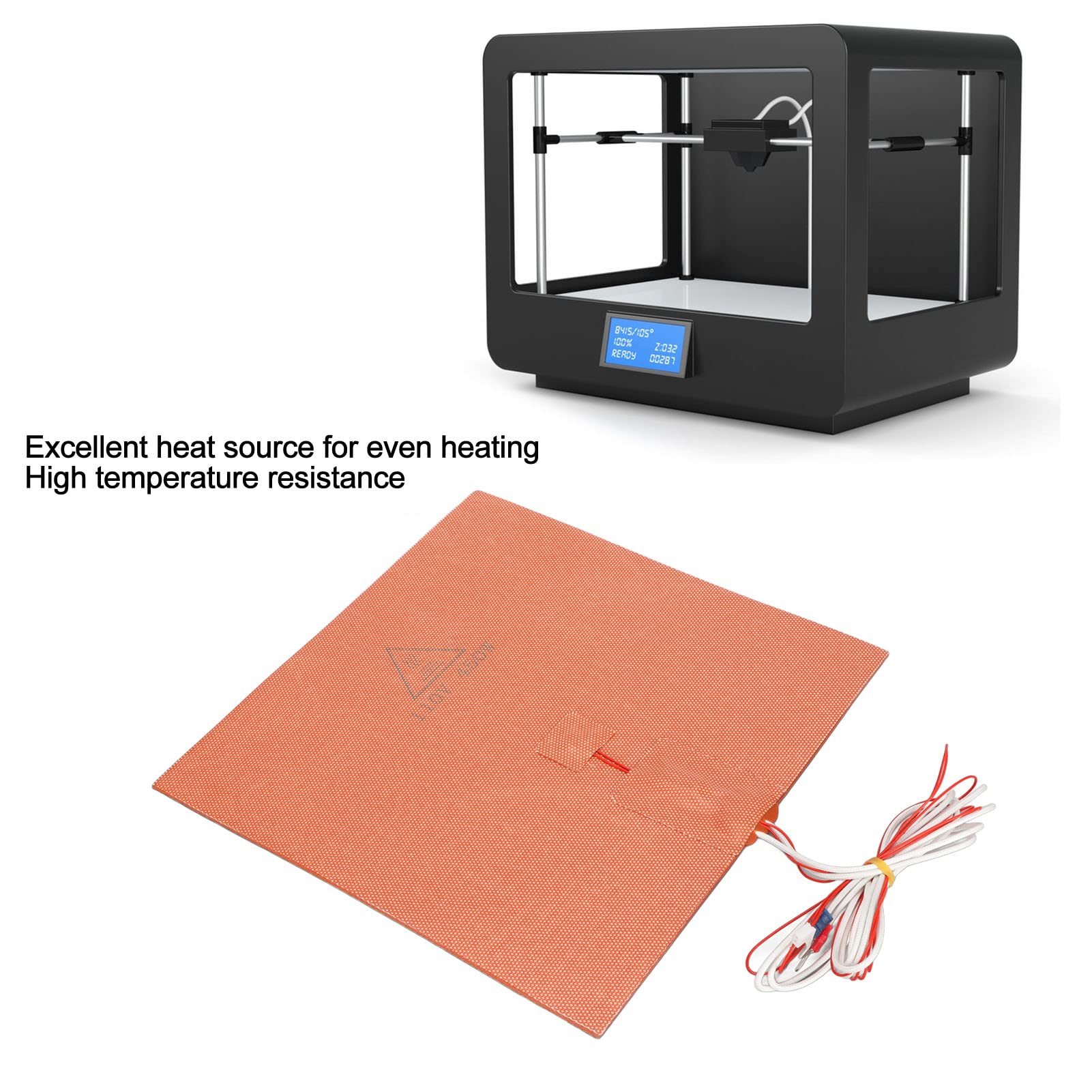 250x250mm 110V 450W Silicone Heater Pad with Adhesive Backing - High Temperature Resistant Heating Plate for VORON2.4 3D Printer Heated Bed - Perfect for 3D Printing, DIY Projects, and Industrial Applications
