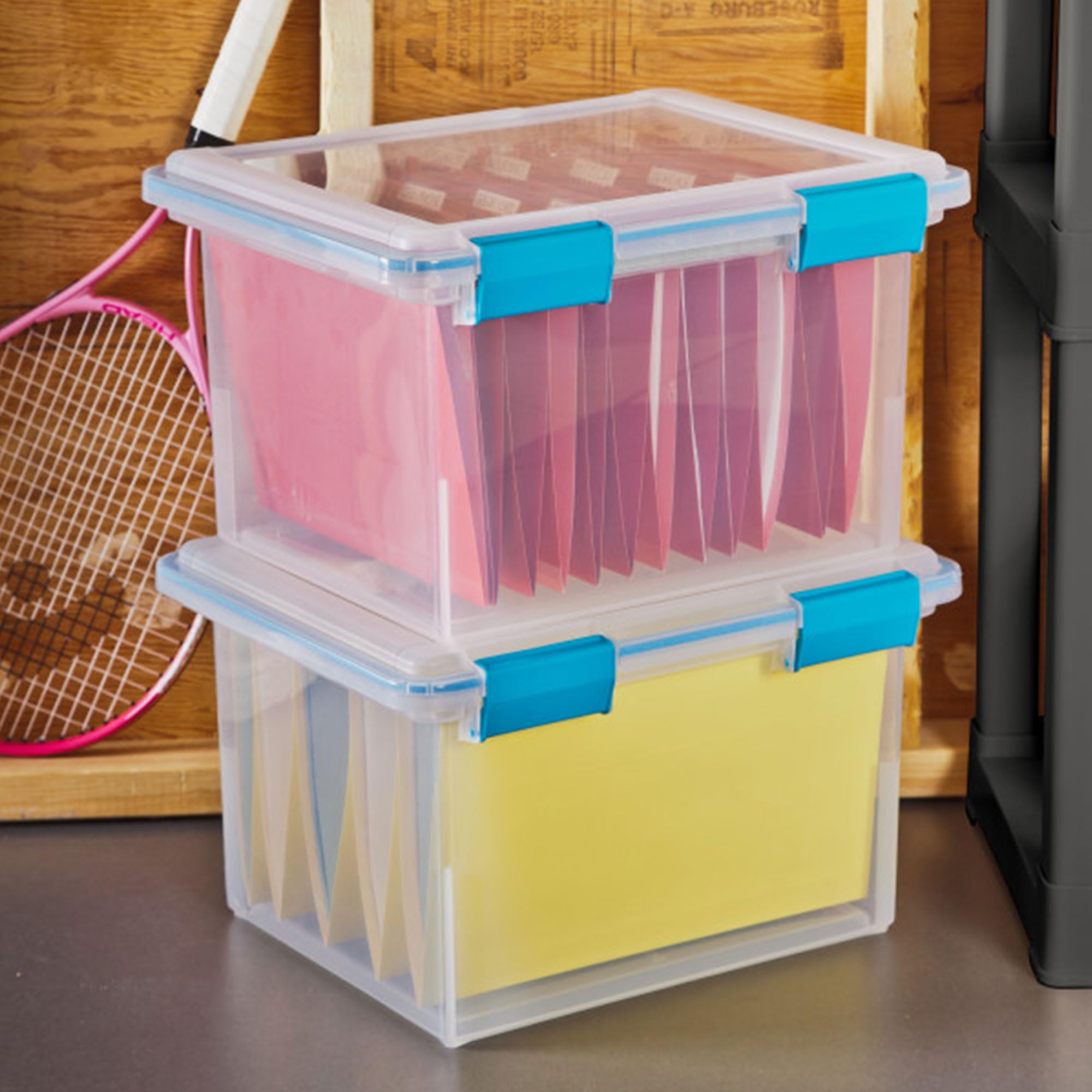 Sterilite 16-Pack 32 Quart Weatherproof Storage Bins with Secure Latching Lids | Airtight Plastic Containers for Home Organization, Garage, Basement & Outdoor Use