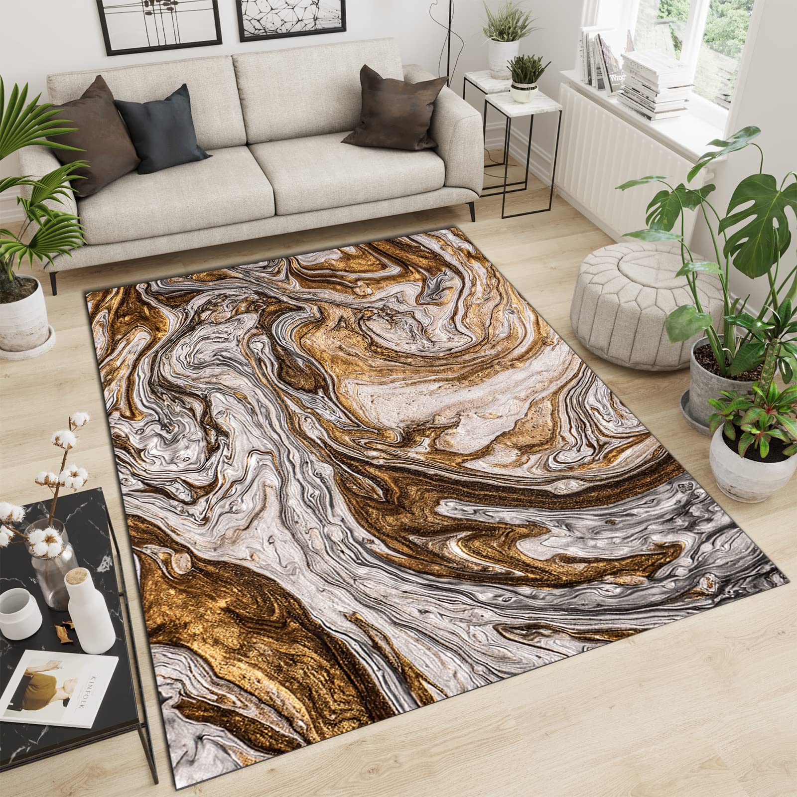 Modern Abstract Area Rug - Soft, Comfortable & Non-Slip 6x8ft Rug for Living Room & Bedroom | Breathable Home Decor for Cozy Spaces & Romantic Ambiance