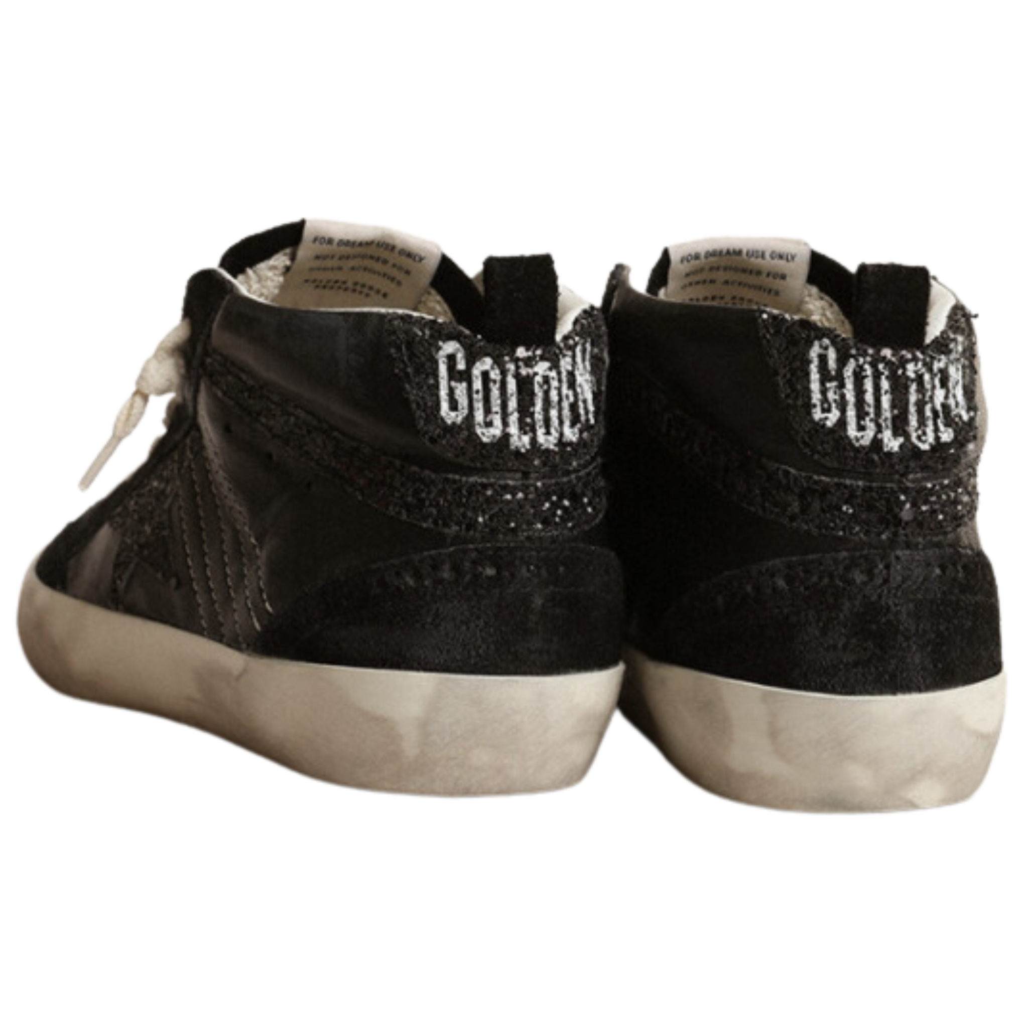 Black Glitter Mid Star Sneakers - Women's Fashion Casual Shoes for Walking & Running - Perfect for Parties, Gym & Everyday Wear