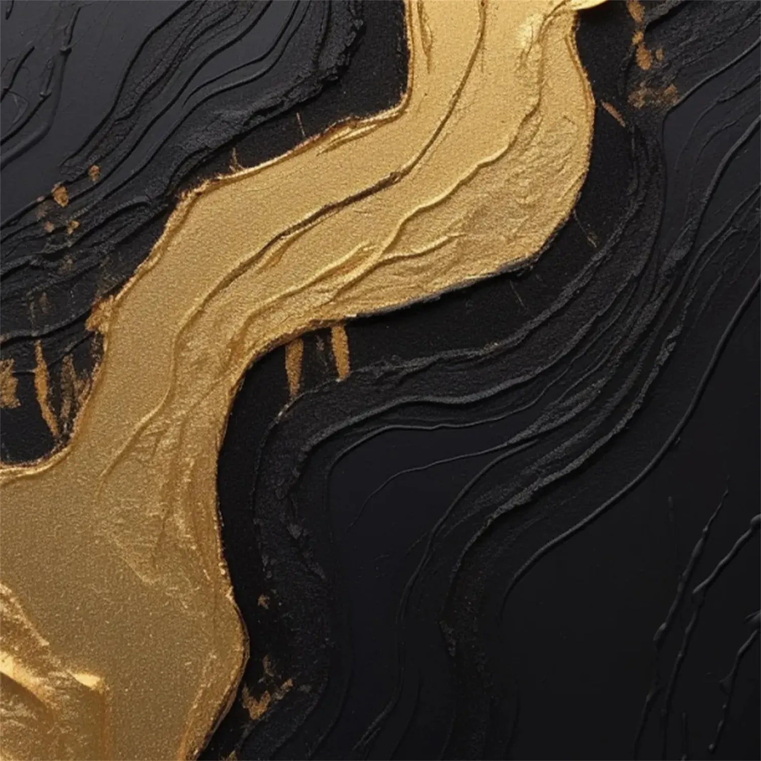 Black Gold Minimalist Textured Wall Art Painting #MZ130 - Modern Home Decor for Living Room, Bedroom & Office