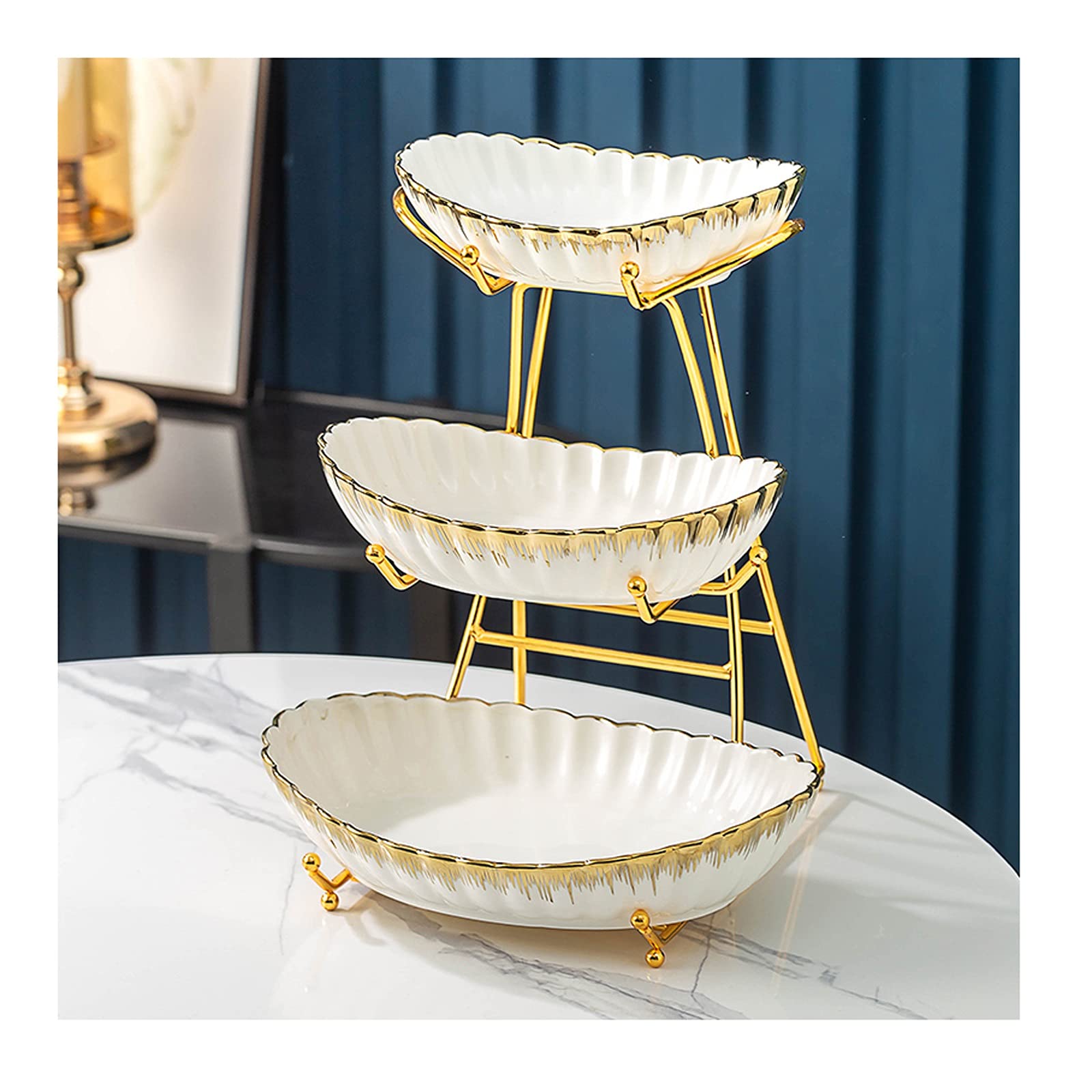 3-Tier White Modern Fruit Basket Tray - Multi-Layer Luxury Serving Dish for Living Room, Coffee Table, Dining Table | Perfect for Entertaining, Parties & Home Decor