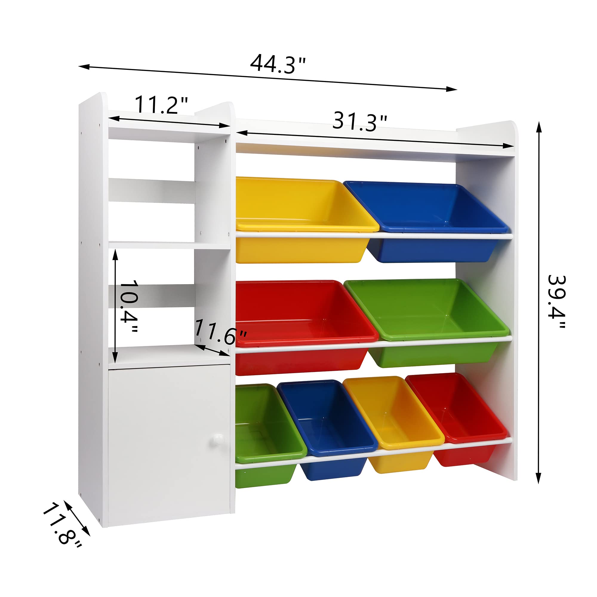 8-Bin Kids Toy Storage Organizer with Removable Bins, 4-Tier Toy Shelf for Playroom, Nursery & Classroom - Perfect for Organizing Stuffed Animals, Books & Toys in Bedrooms or Daycare Centers