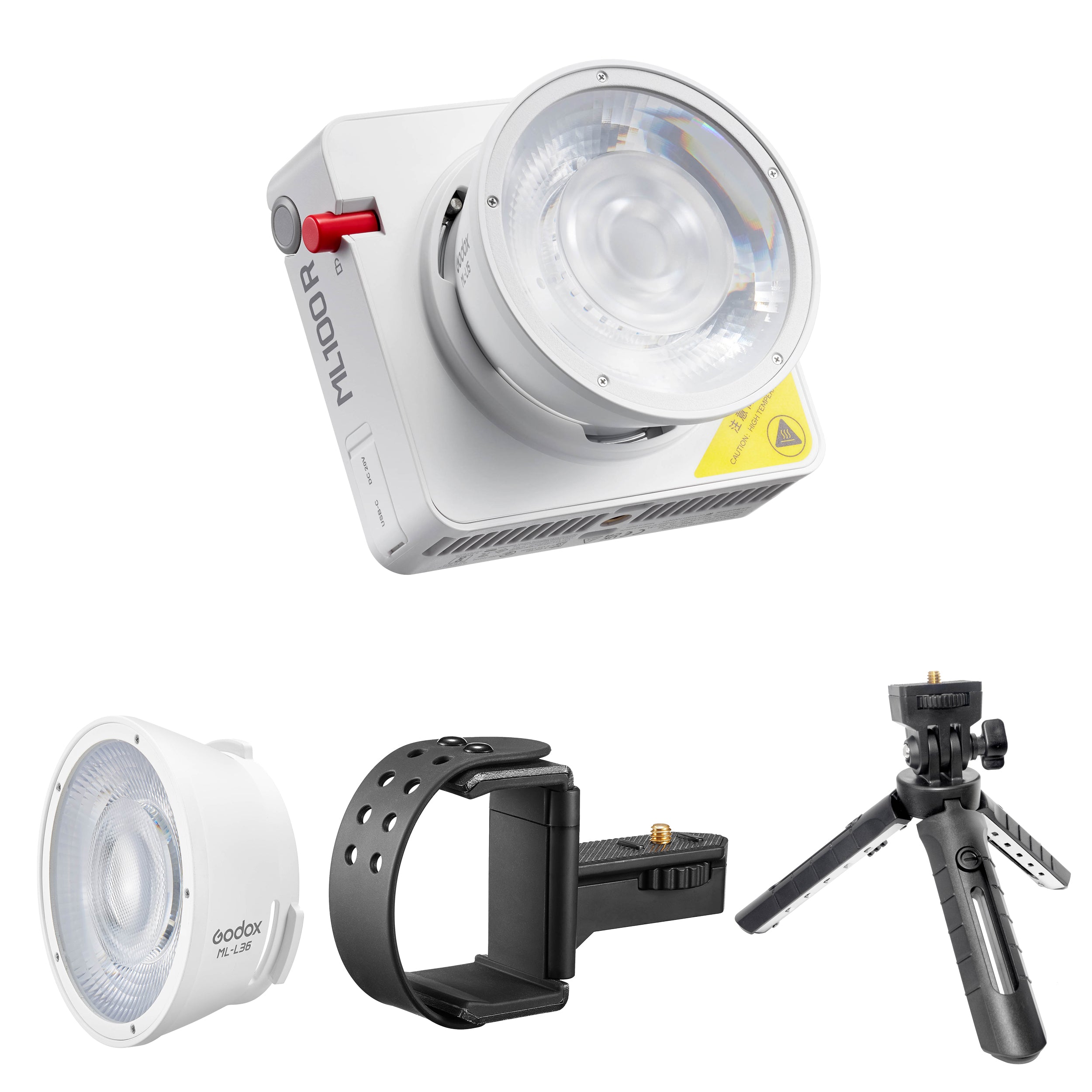 GODOX ML100R Compact LED Video Light with L36 Reflector, PH01 Power Bank Holder & MT01 Tripod - Perfect for YouTube, Vlogging, Photography and Studio Lighting