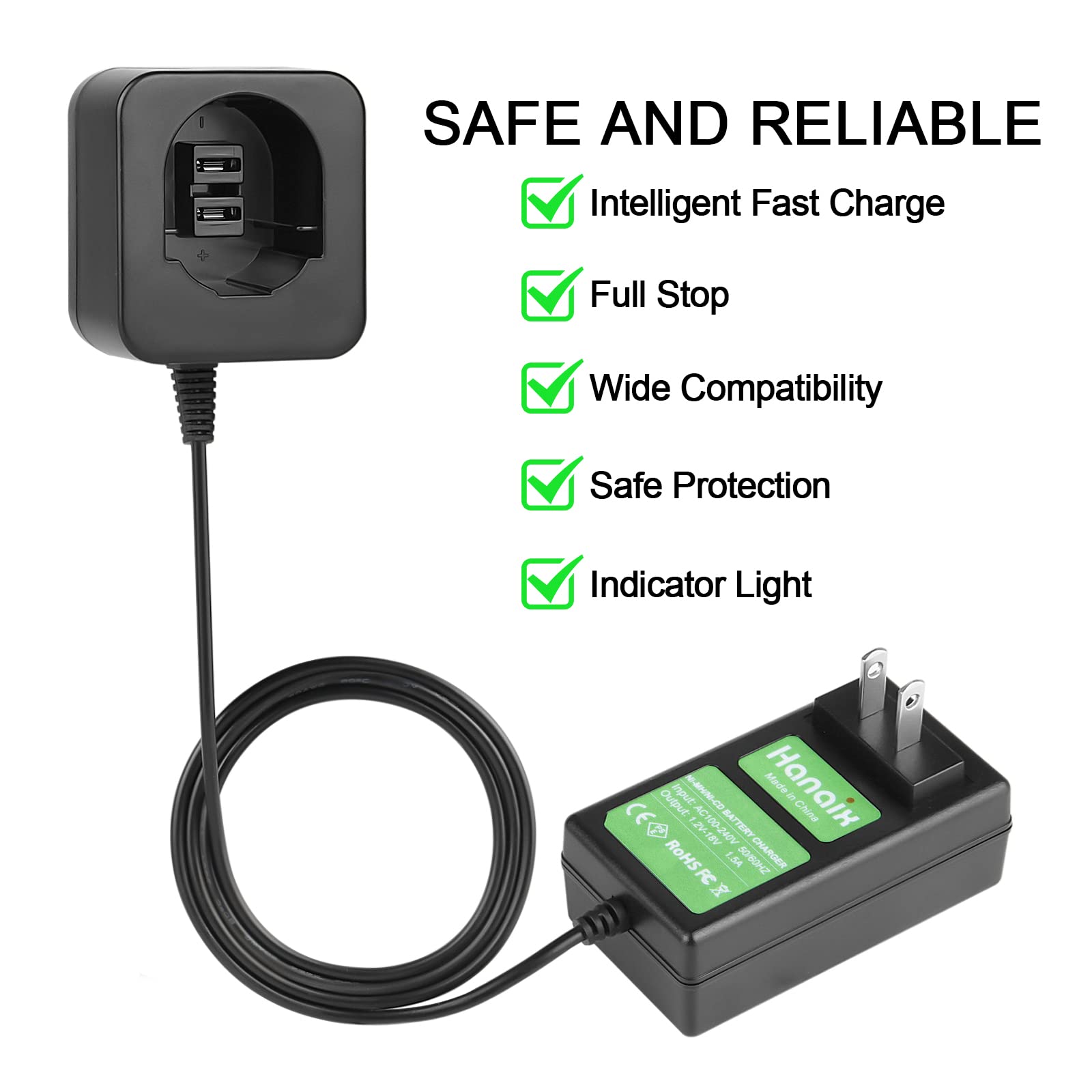 Black and Decker 7.2V-18V Ni-MH Battery Charger for PS120 PS130 PS140 - Fast Charging 18V Portable Power Tool Charger - Perfect for Drills, Saws, and DIY Projects