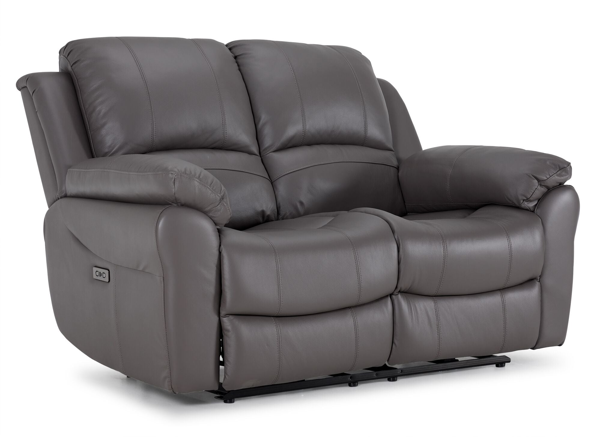 Premium Alba Leather Power Reclining Sofa Set - 3-Piece Sectional with Loveseat & Chair, Modern Grey Recliner Living Room Furniture for Home Theater & Family Relaxation