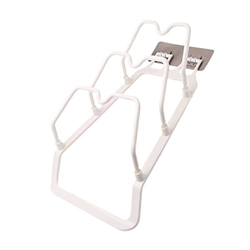 White Pot Lid Organizer Rack - No Drill Kitchen Storage for Pot & Pan Lids, Space Saving Chopping Board Holder - Perfect for Small Kitchens & Organized Cooking Spaces