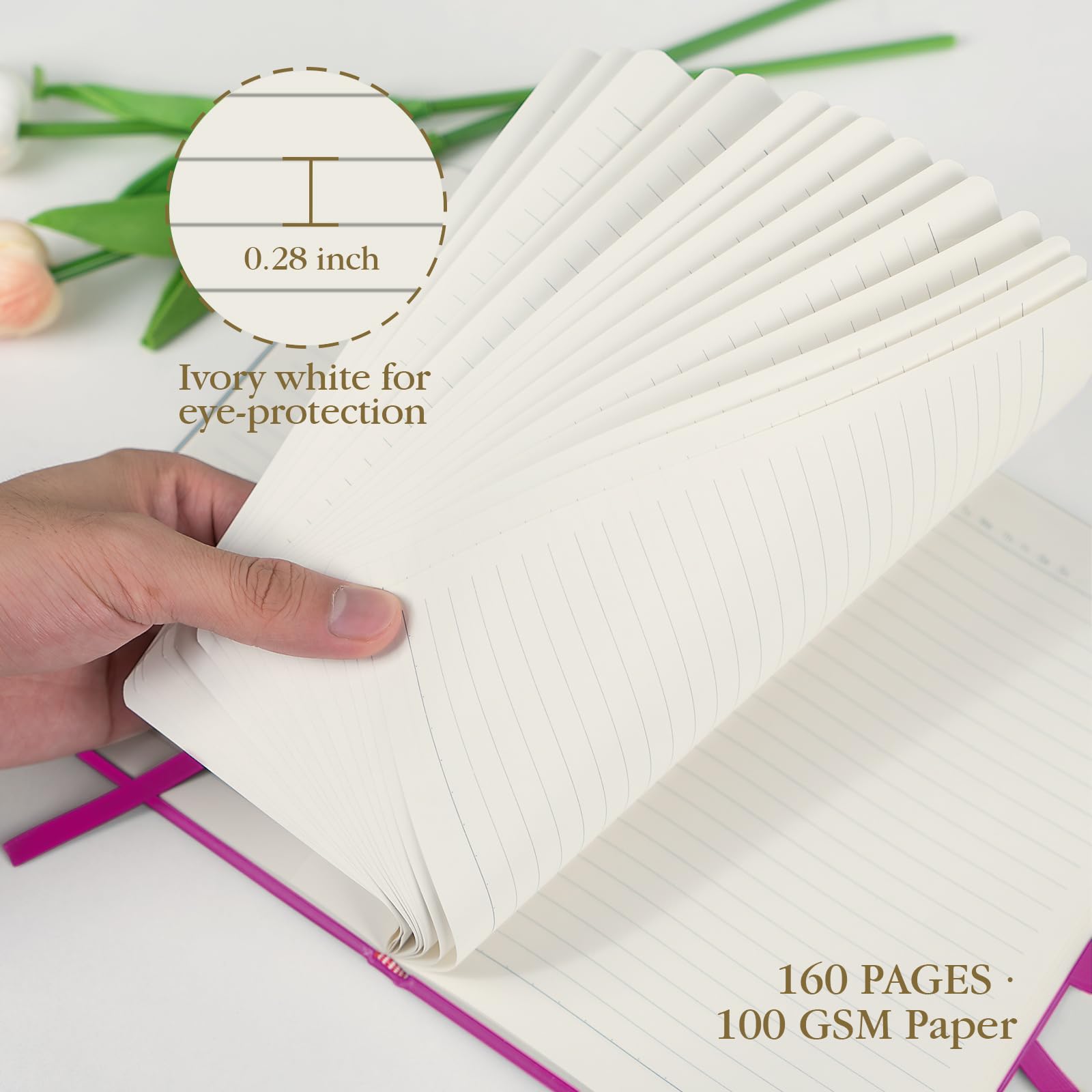 Premium 6-Pack A5 Lined Journal Notebook Set - 100 GSM Thick Paper, Hardcover PU Leather Writing Notebooks for Work, School & Travel, 5.5