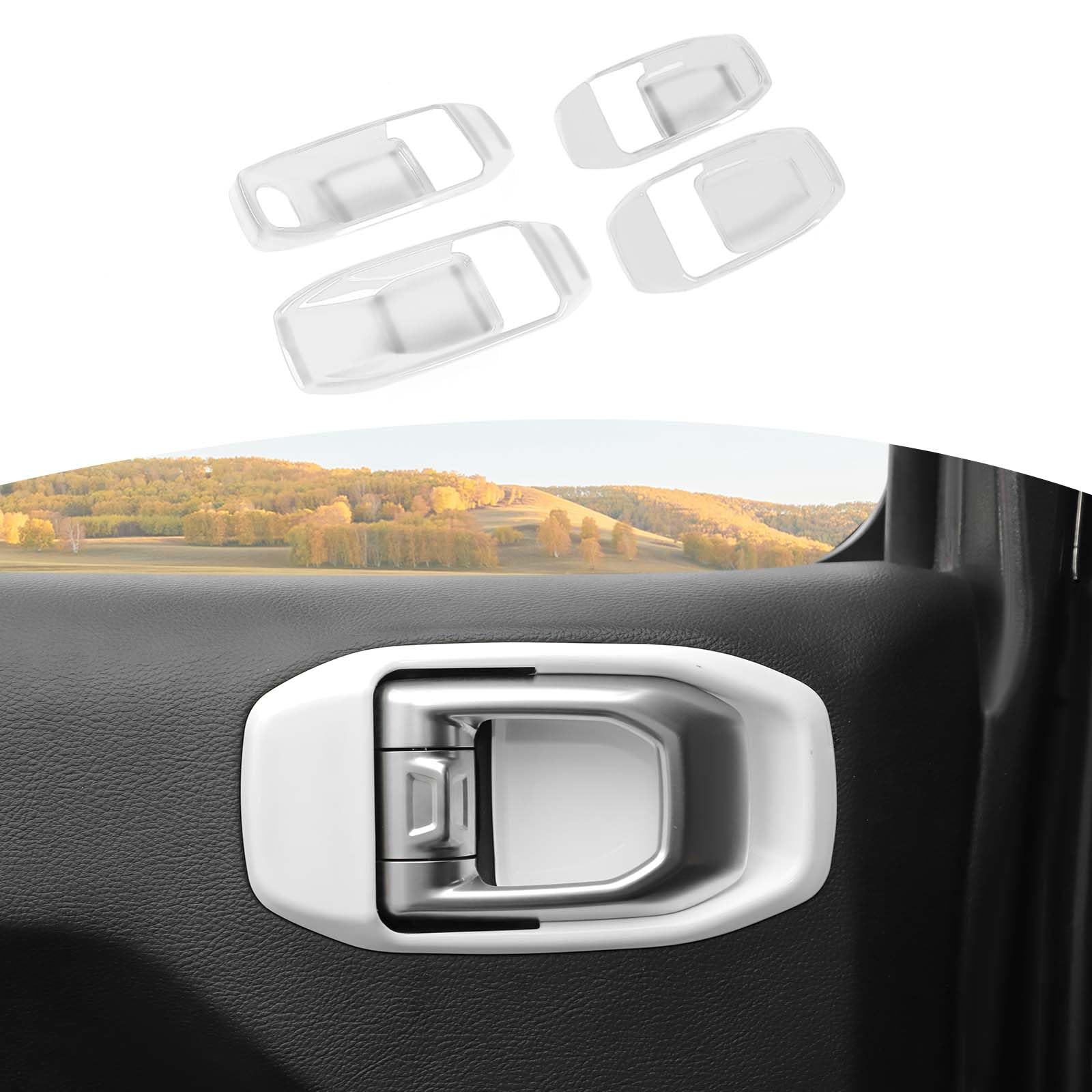 Jeep Wrangler JL JLU & Gladiator JT (2018-2024) Inner Door Handle Bowl Cover Trim - White Interior Accessories (4-Piece Set) | Durable Protection & Stylish Upgrade for Jeep JL Door Handles