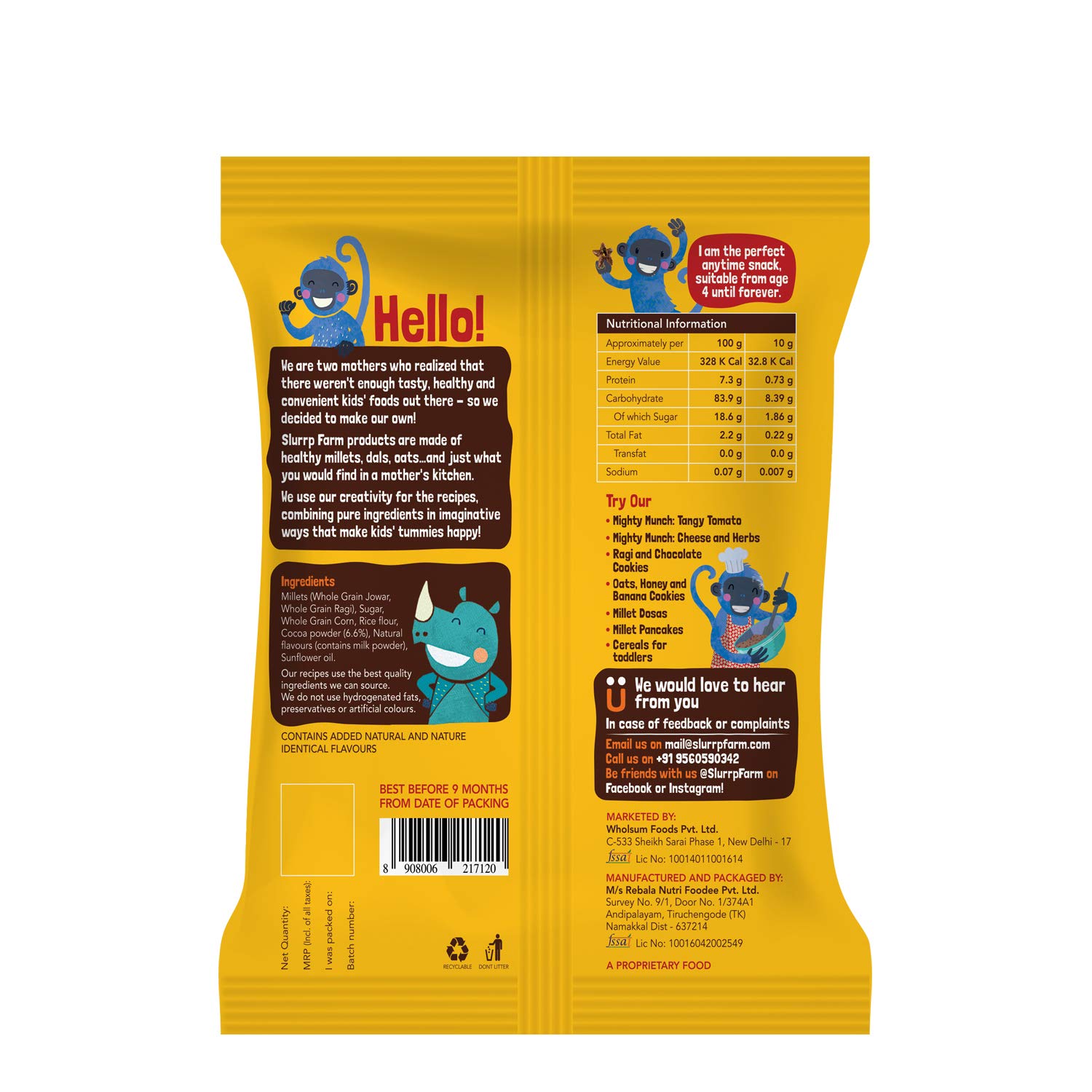 Slurrp Farm Mighty Jowar Puffs - Healthy Snacks for Kids | 6 Flavors: Khatta Meetha, Mild Masala, Cheddar Cheese, Tangy Tomato, Choco Ragi, Cheese & Herbs | Baked Not Fried, No Maida | Perfect for School Lunch, Travel & On-the-Go Snacking | 6 x 20g Packs