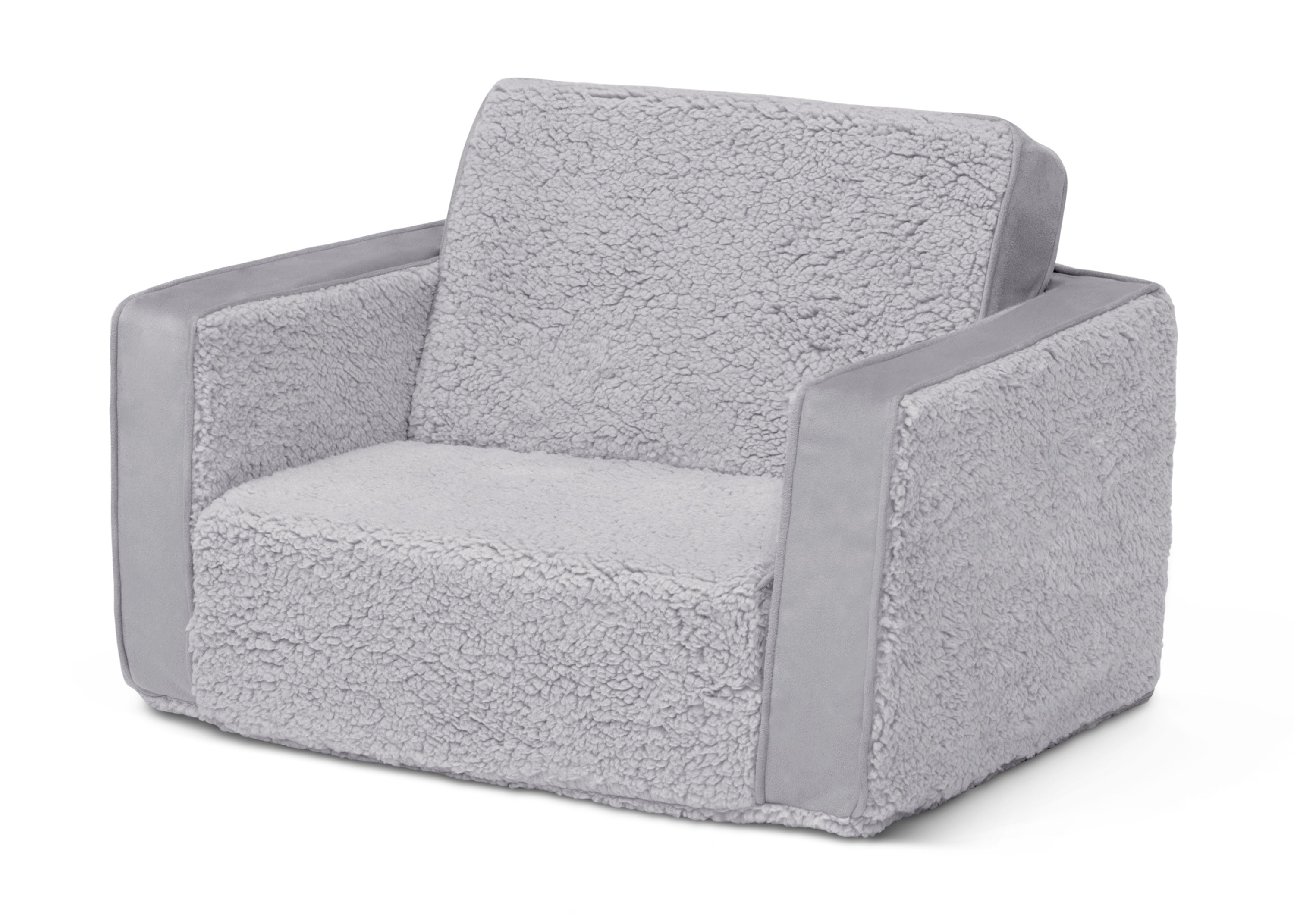 Cozy Flip Out Sherpa & Suede 2-in-1 Convertible Kids Chair to Lounger - Perfect for Playrooms, Bedrooms & Reading Nooks