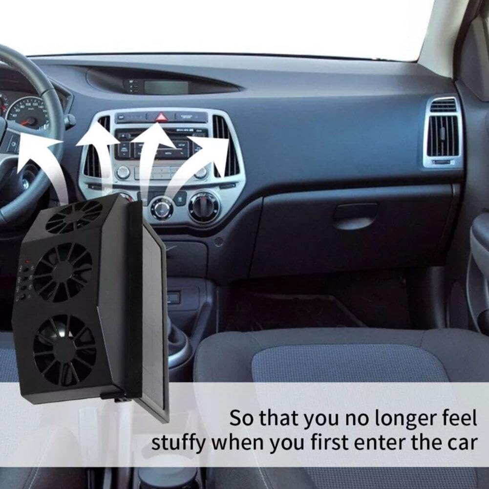 2024 New Solar Powered Car Window Ventilation Fan - Auto Solar Exhaust Fan & Air Purifier for Front/Back Seat - Improve Airflow & Cooling in Parked Vehicles