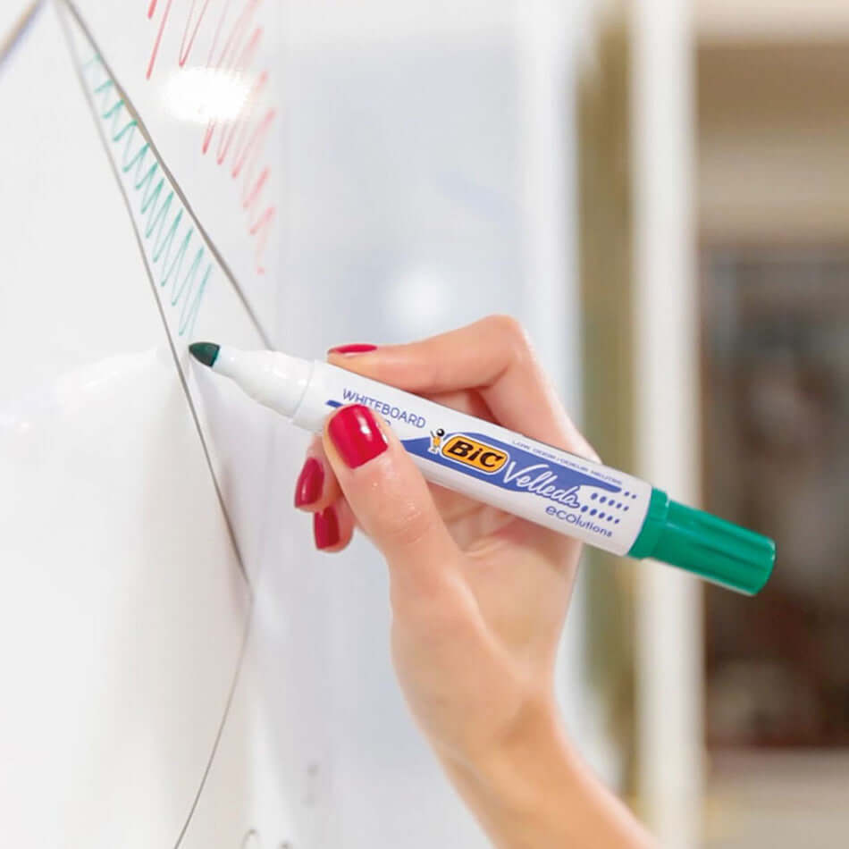 BIC Velleda 1701 Whiteboard Markers - Pack of 4 Dry Erase Markers for Whiteboards, Glass & Non-Porous Surfaces - Perfect for Office, Classroom & Home Use