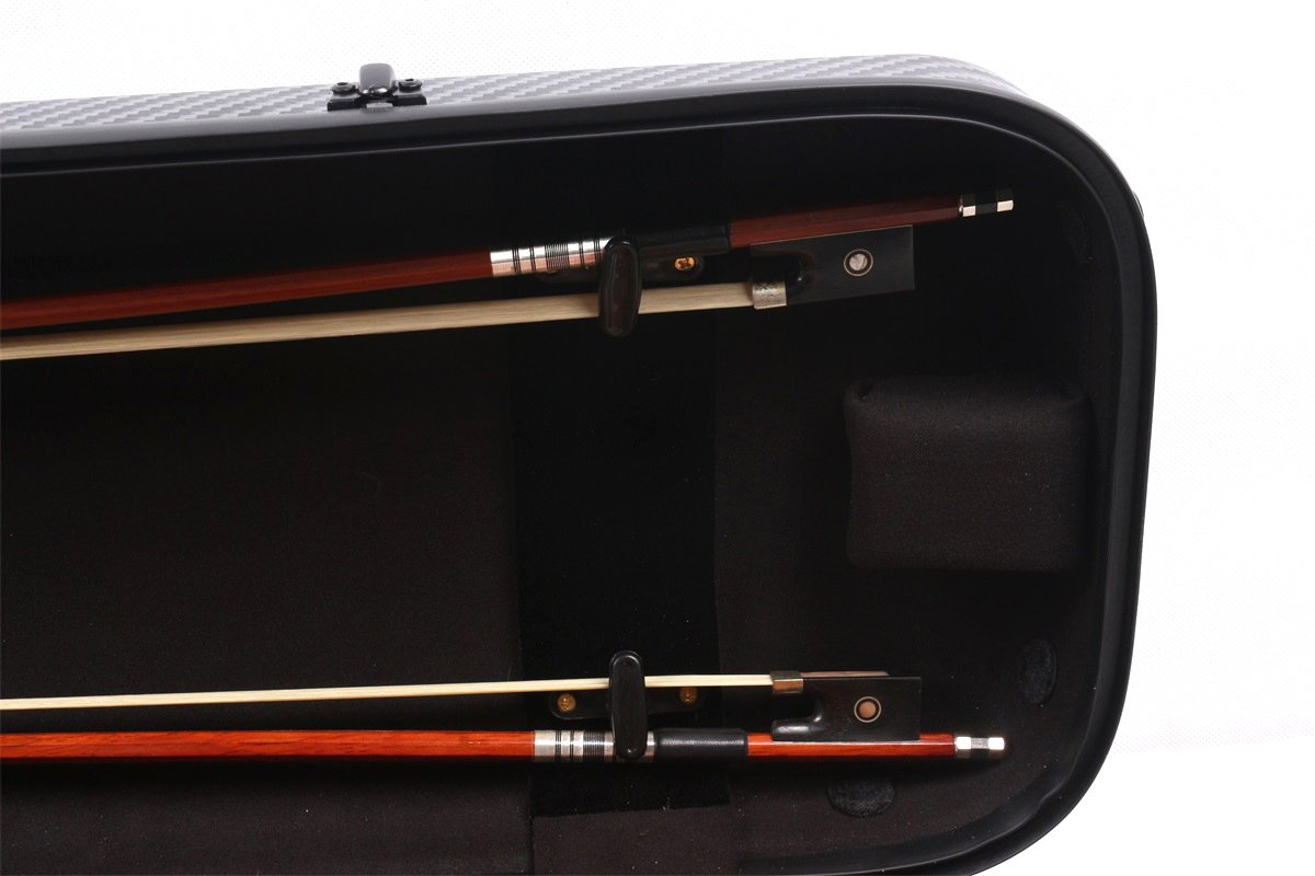 Carbon Fiber Violin Case - Lightweight & Durable Oblong Design for Full Size Violin with Music Sheet Pocket (Black) - Perfect for Travel, Performances & Music Lessons